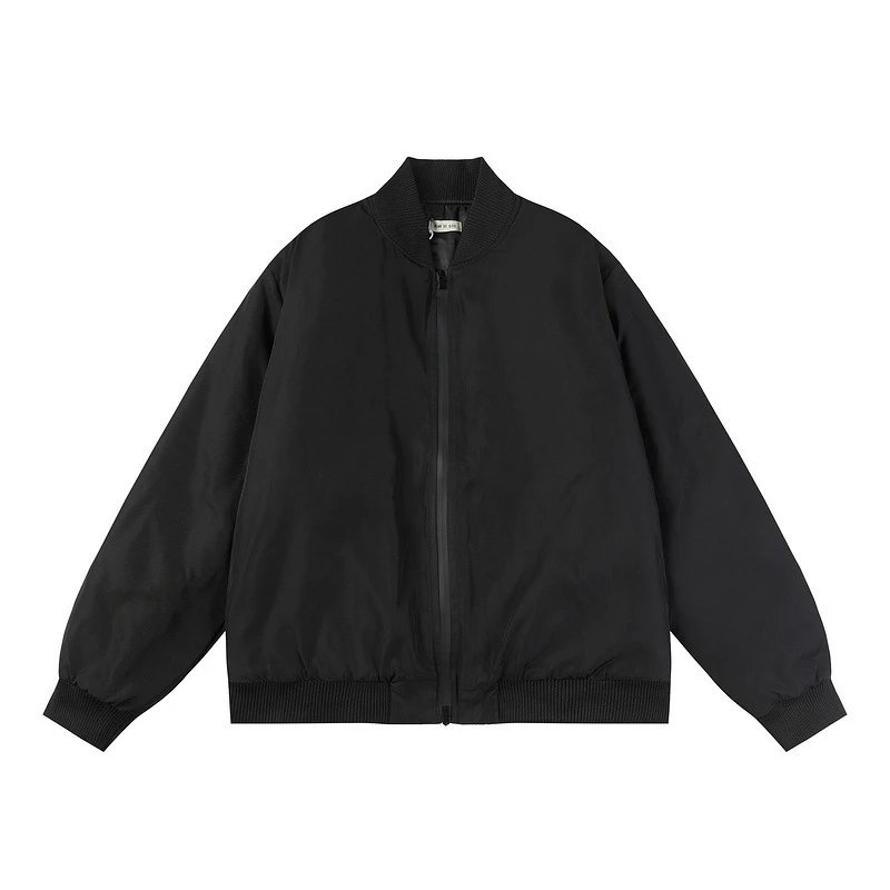 Unisex High Street Bomber Cotton Jacket Ebony Black - Related Product - Cnfans