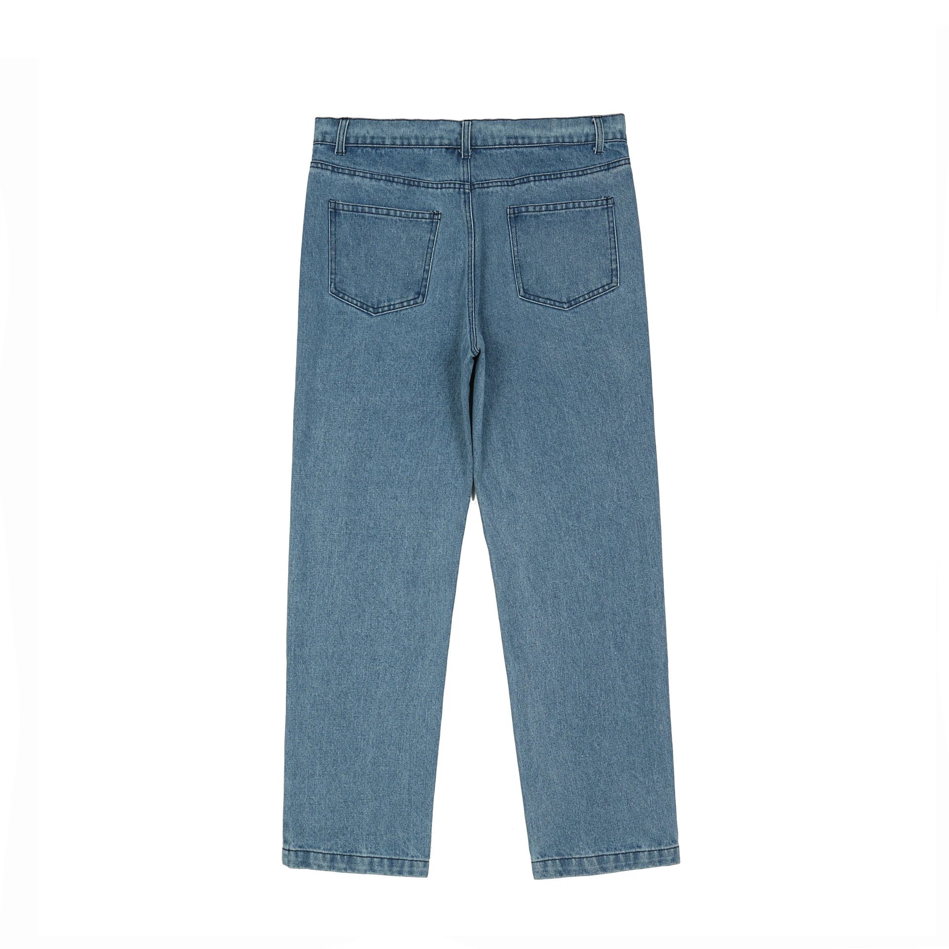 Streetwear Denim Logo Straight Pants Charcoal - Gallery Image 2 - Detailed View