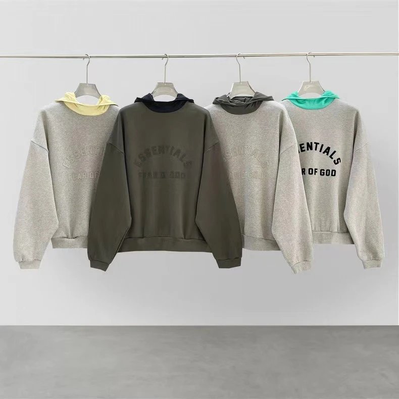 Streetwear Essentials Colorblock Fleece Hoodie Unisex Olive Black - Gallery Image 1 - Detailed View