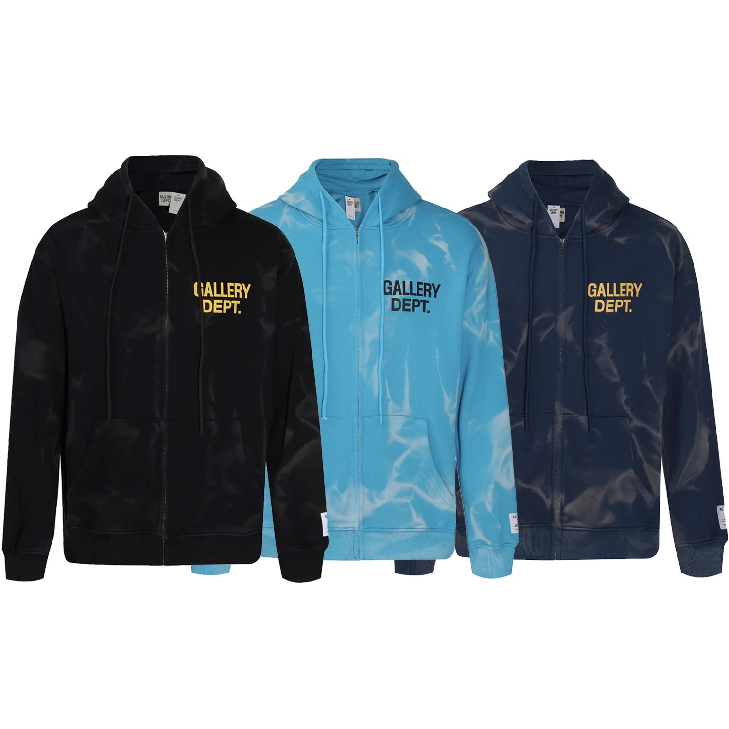 Vintage Tie-Dye Zip Hoodie in Midnight - Gallery Image 5 - Detailed View