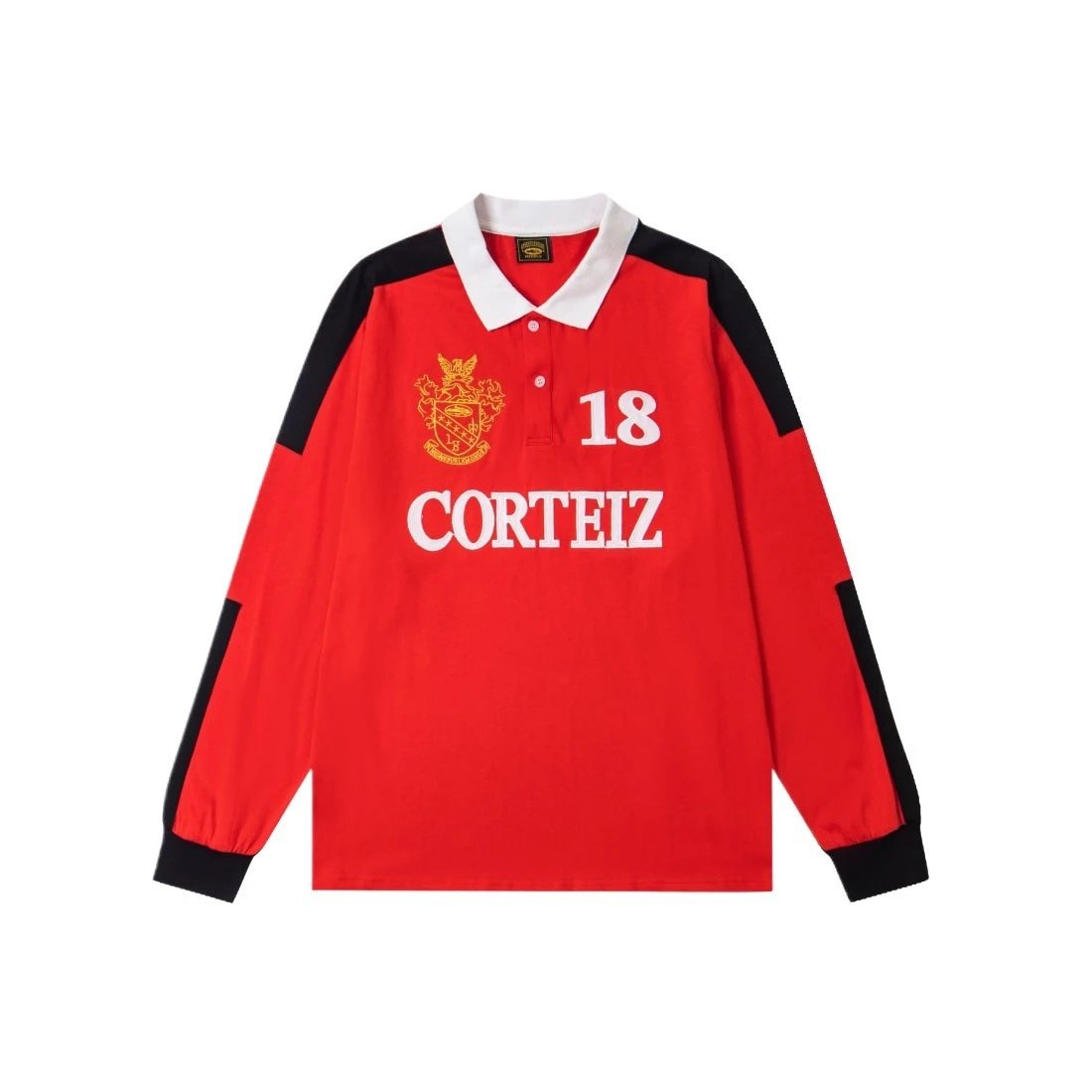Corteiz Red Collared Long Sleeve Tee - Gallery Image 5 - Detailed View