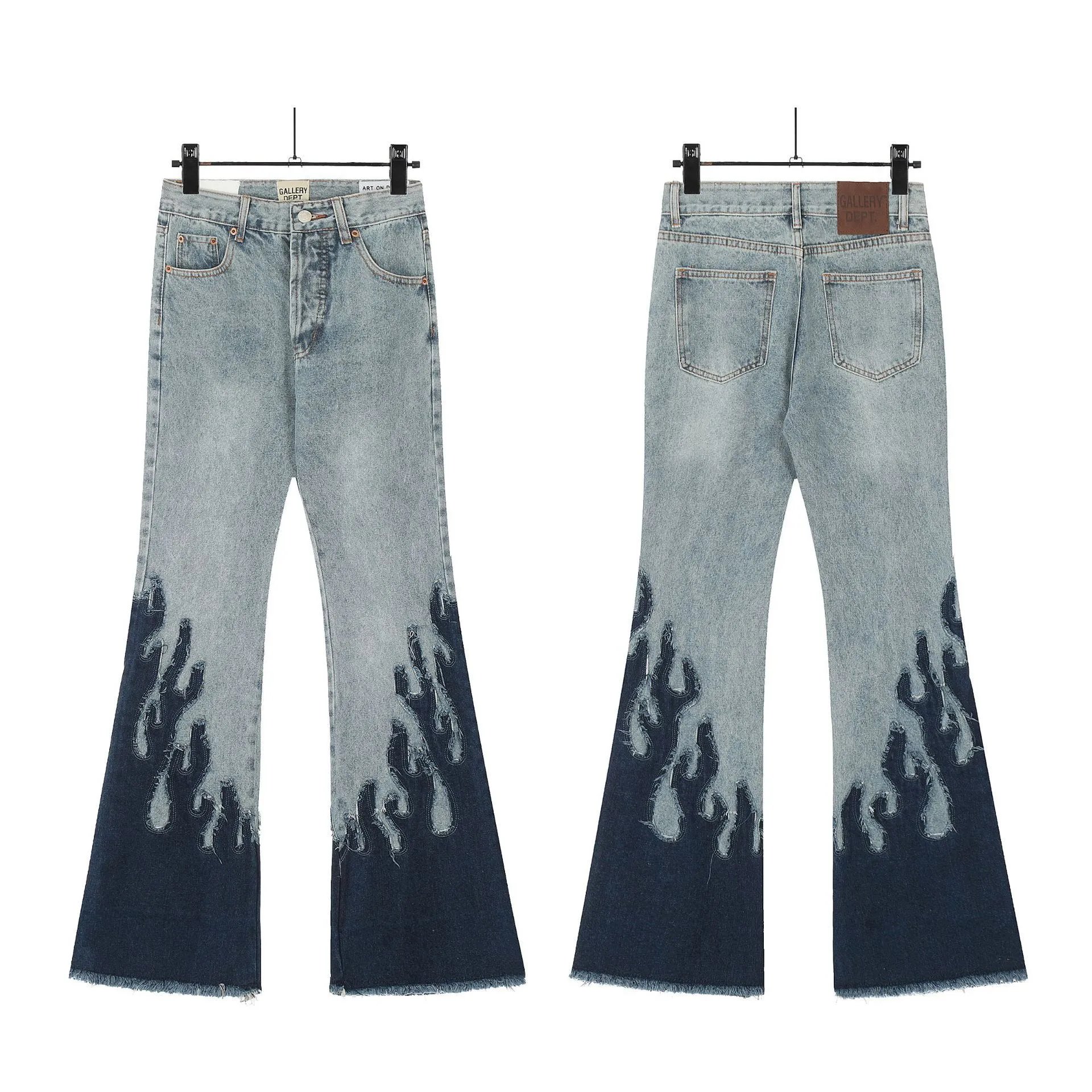 Flame Flare Denim Pants Ash Blue - Gallery Image 1 - Detailed View