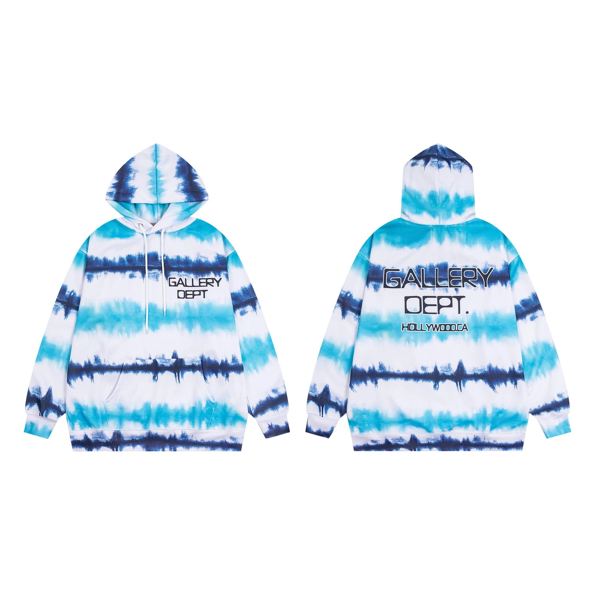 Tie-Dye Streetwear Hoodie Set in Midnight Blue - Gallery Image 4 - Detailed View