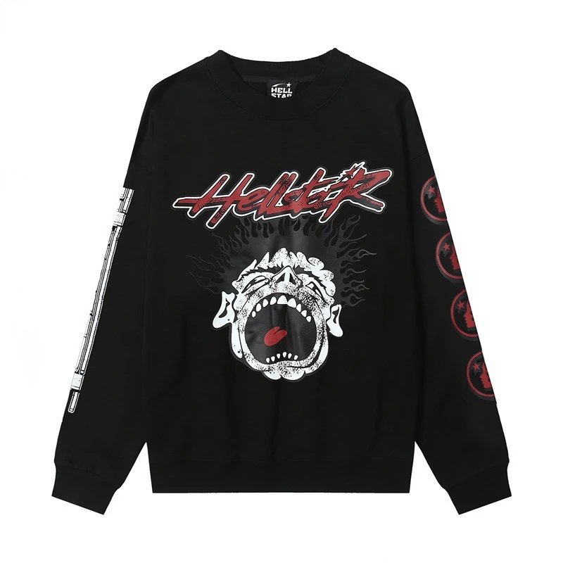 Graphic Crewneck Sweatshirt - Obsidian - Hellstar - Cnfans - $30.00