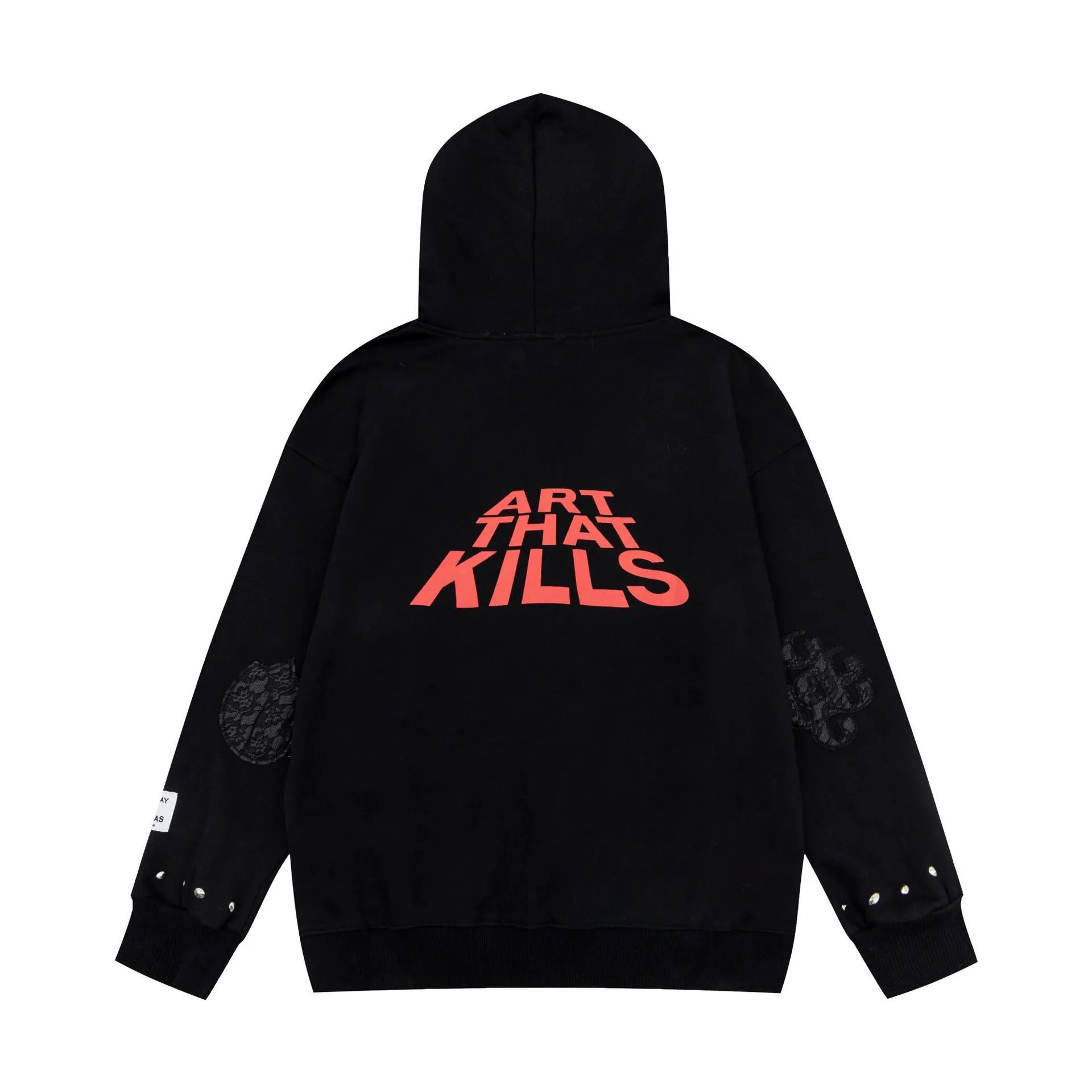 Studded Hoodie Jacket Noir - Gallery Image 2 - Detailed View