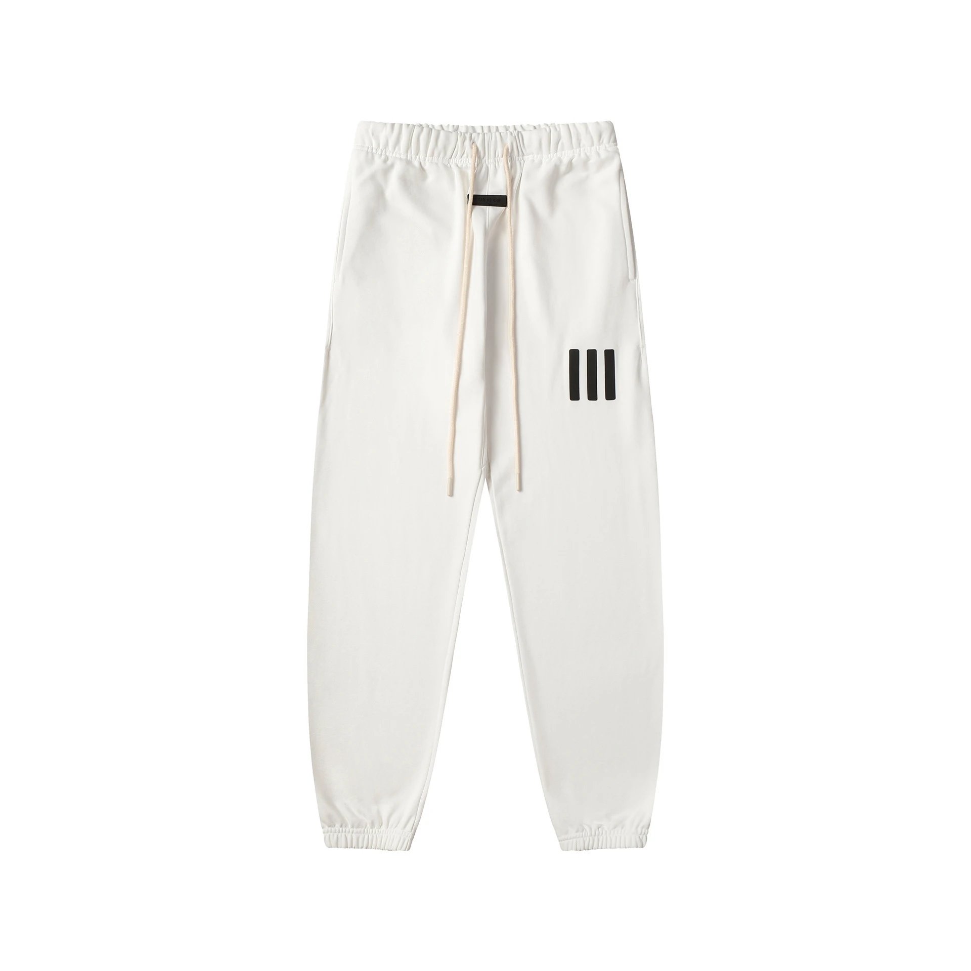 Unisex Streetwear Joggers Cotton Casual Pants Ivory - Essentials - Cnfans - $30.32