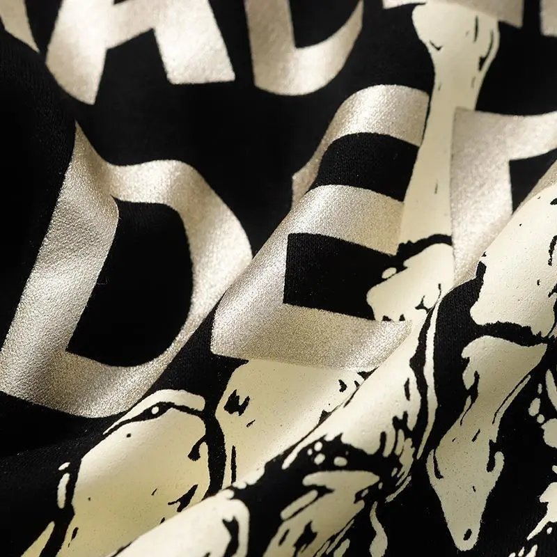 Cotton Hoodie Skeleton Print Noir - Gallery Image 2 - Detailed View