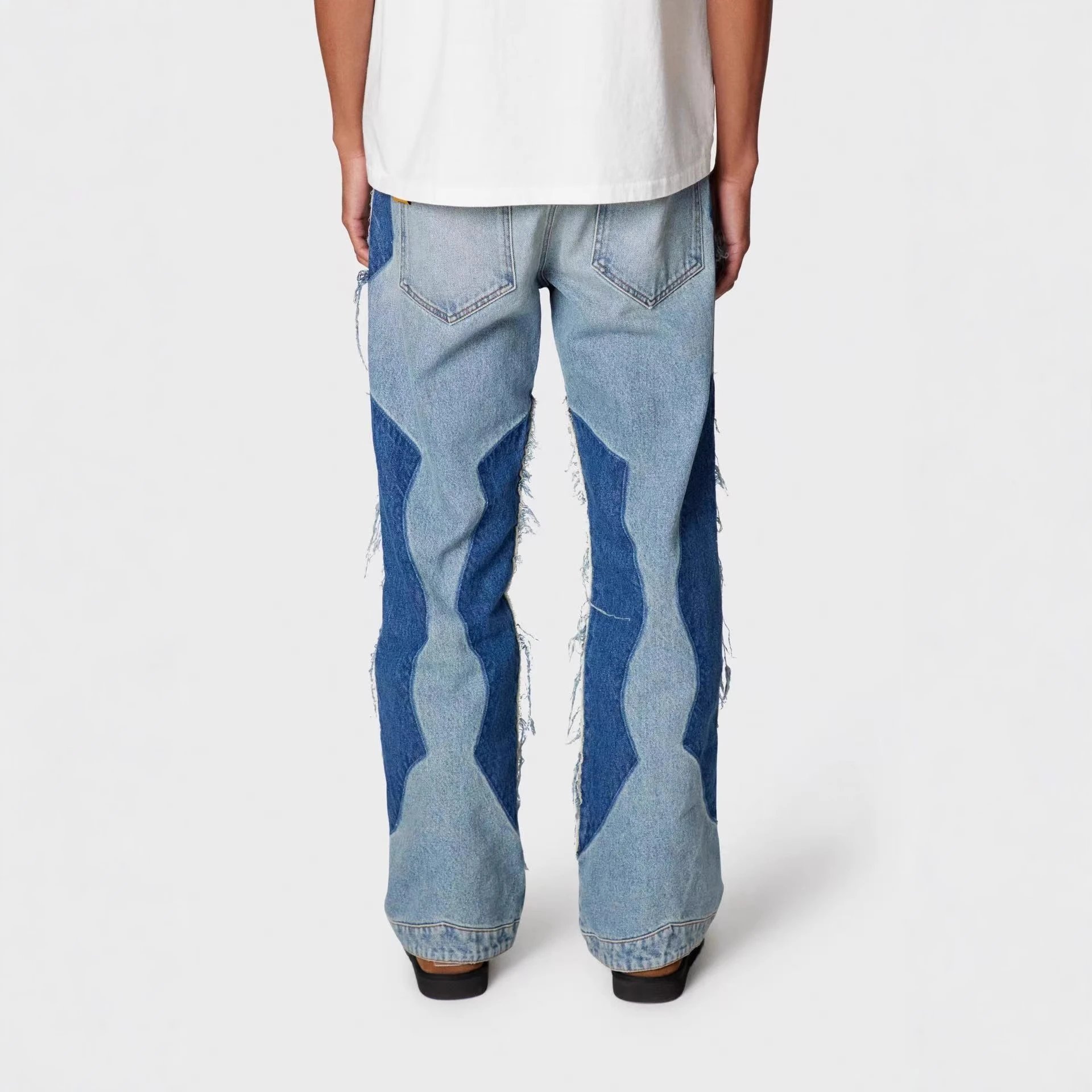 Flare Denim Patchwork Jeans Azure - Gallery Image 4 - Detailed View