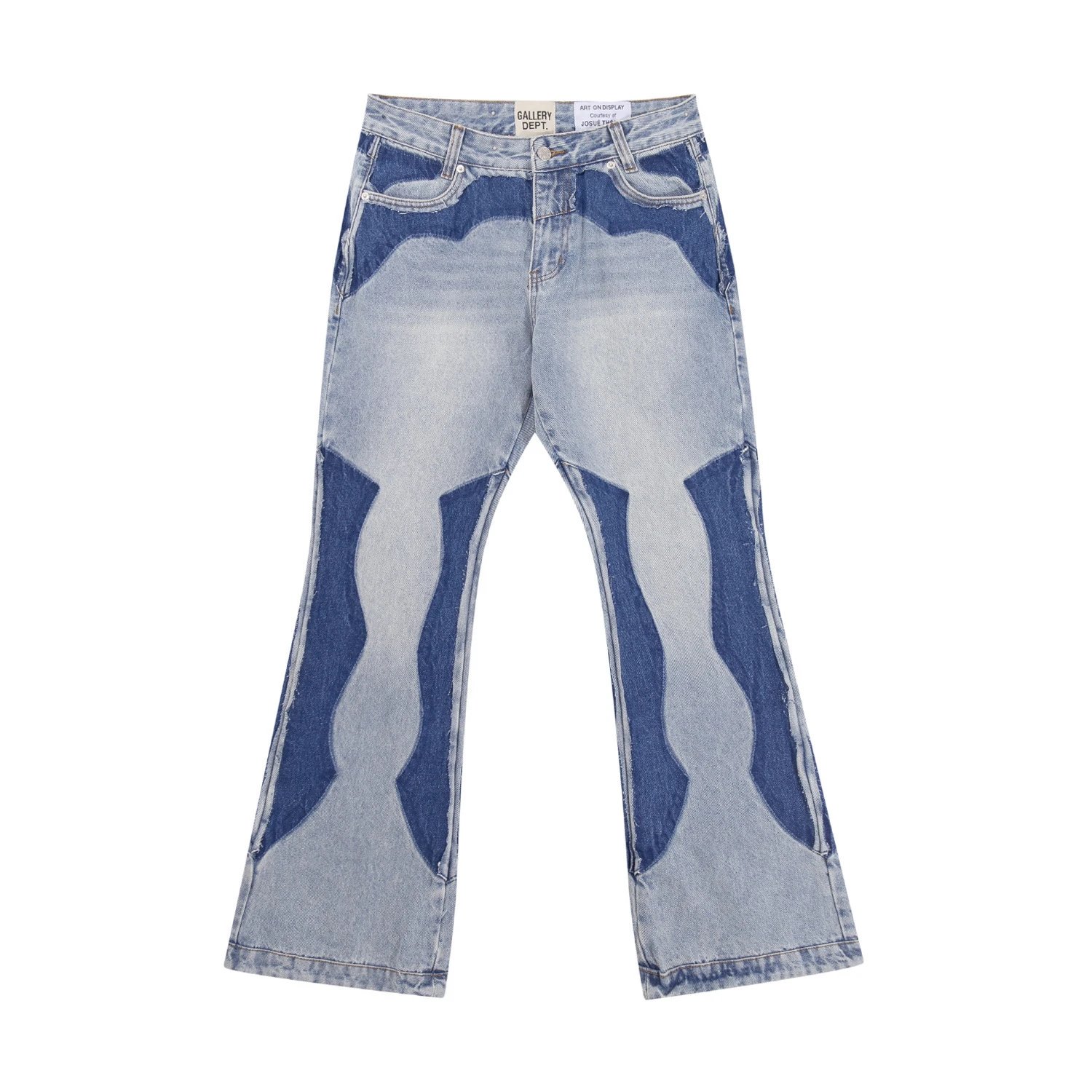 Flare Denim Patchwork Jeans Azure - Gallery Image 5 - Detailed View