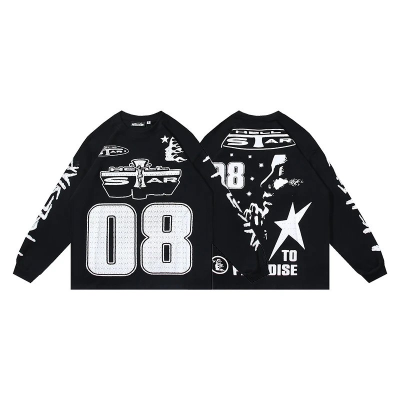 Graphic Long Sleeve Tee Noir - Hellstar - Cnfans - $26.13