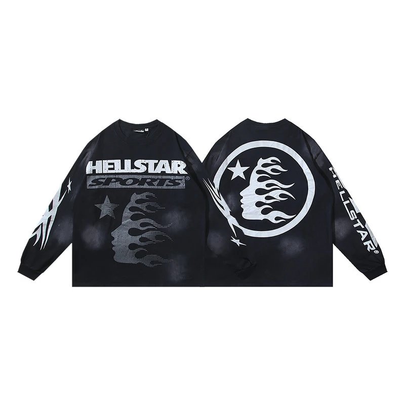 Graphic Long Sleeve Tee Vintage Black - Hellstar - Cnfans - $30.00
