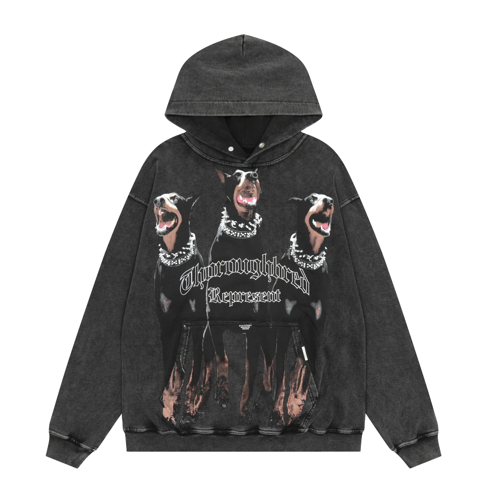 Represent Doberman Vintage Hoodie Grey - Gallery Image 5 - Detailed View