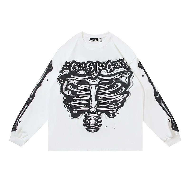 Graphic Long Sleeve Tee Vintage White - Hellstar - Cnfans - $26.13