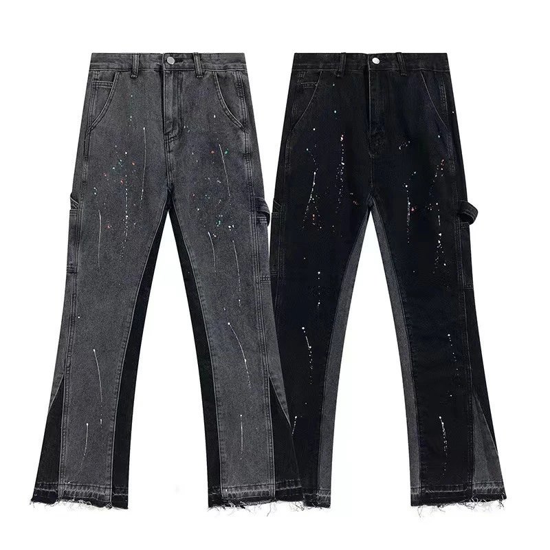Street Flared Denim Pants Charcoal Black - Gallery Image 1 - Detailed View