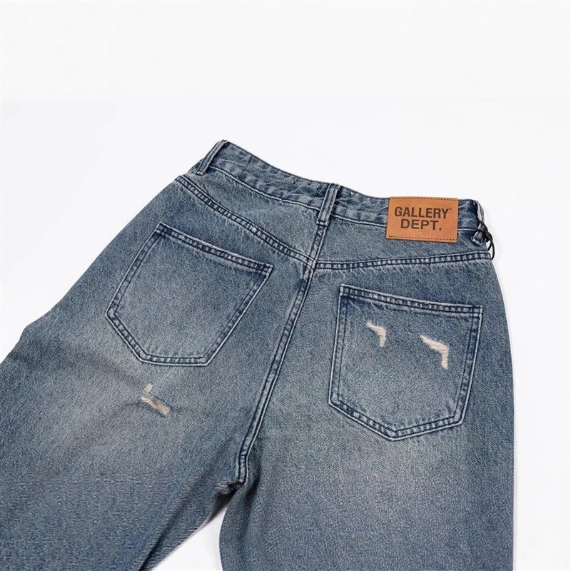Distressed Denim Trousers Vintage Indigo - Gallery Image 3 - Detailed View