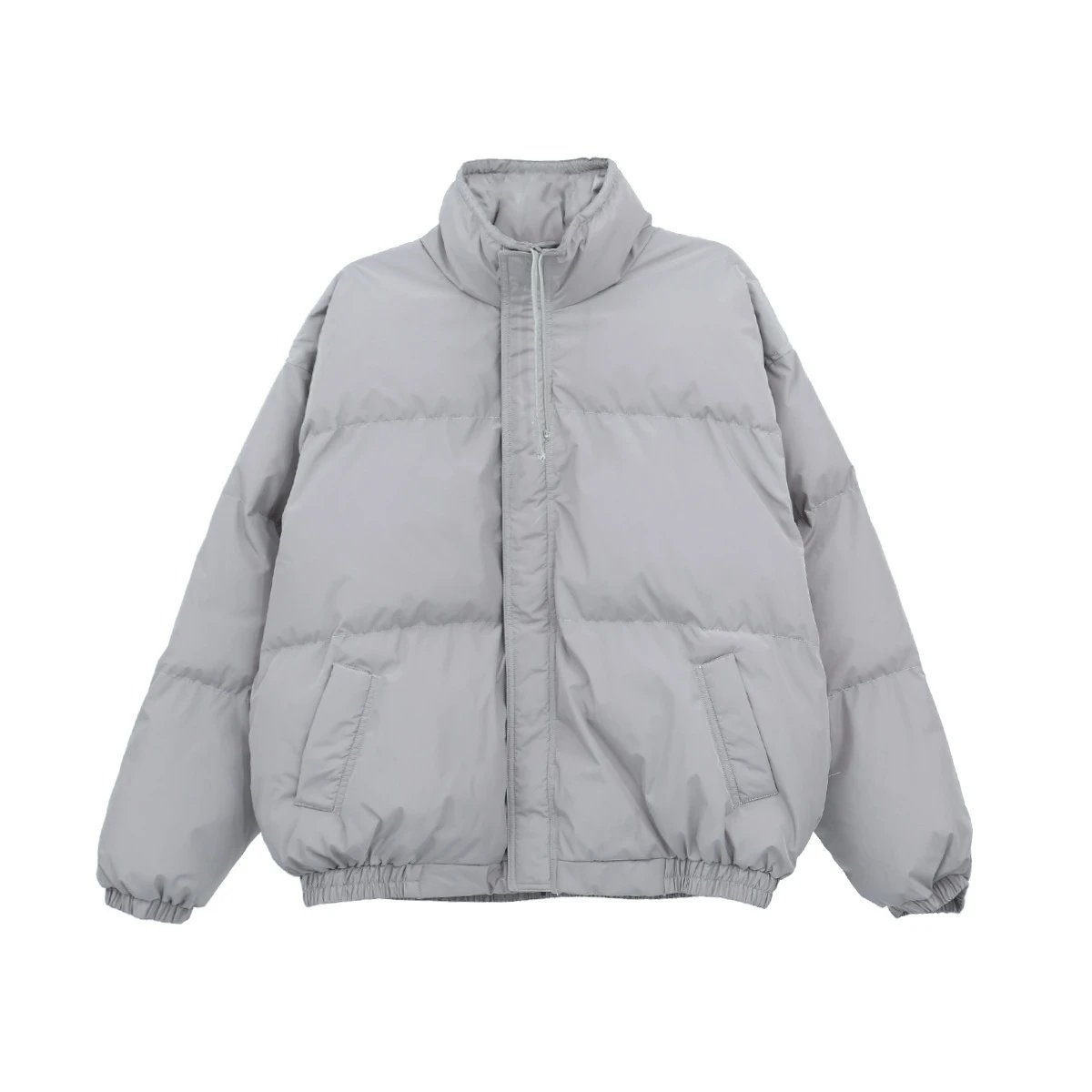 Unisex Puffer Jacket Winter Warm High Neck Cloud Grey - Essentials - Cnfans - $62.58