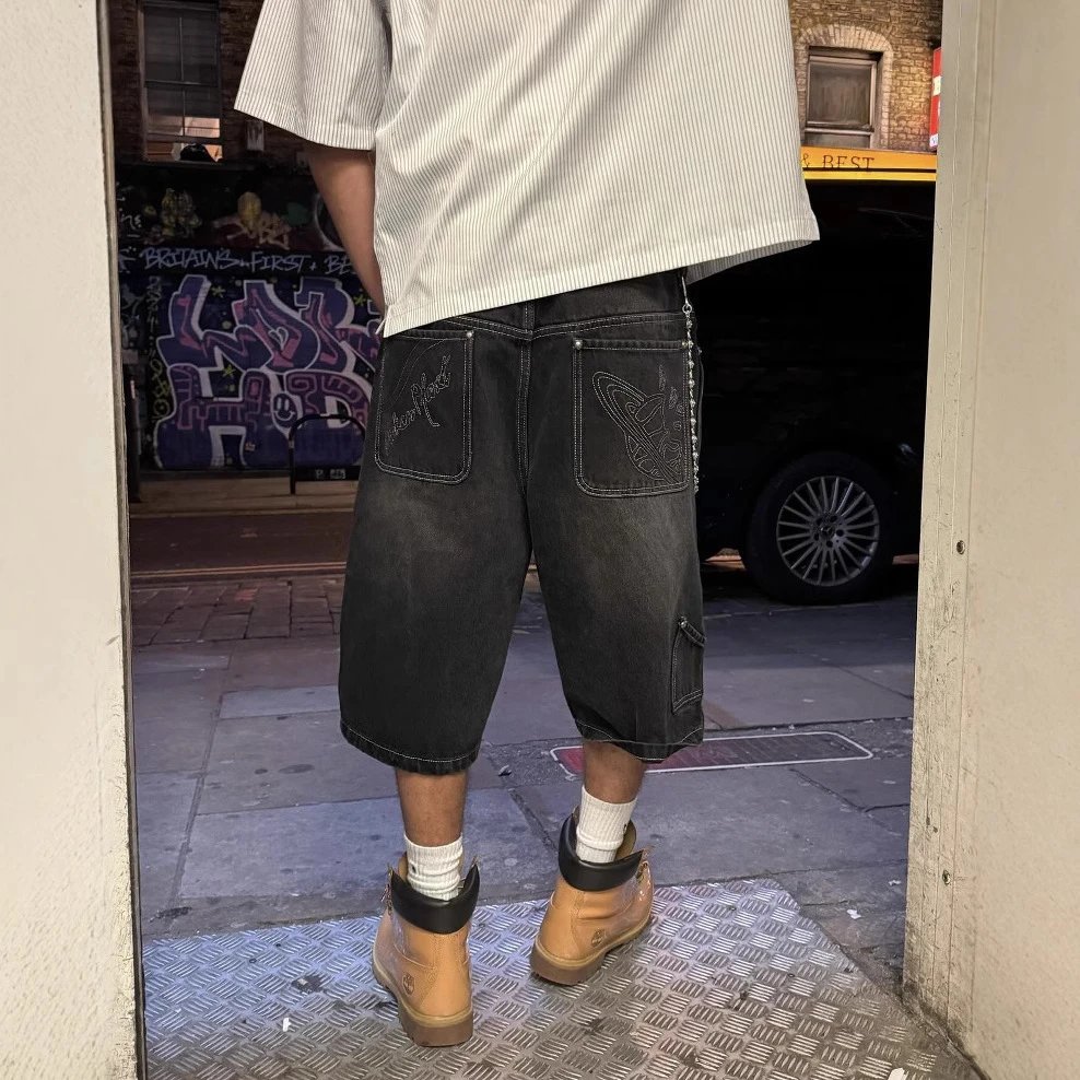 BP Letters Washed Denim Shorts Multi - Gallery Image 4 - Detailed View