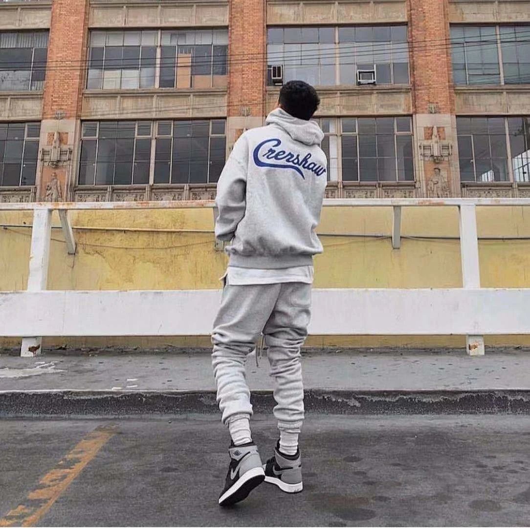 Unisex Streetwear Cotton Hoodie Crenshaw Script Royal Blue - Gallery Image 3 - Detailed View