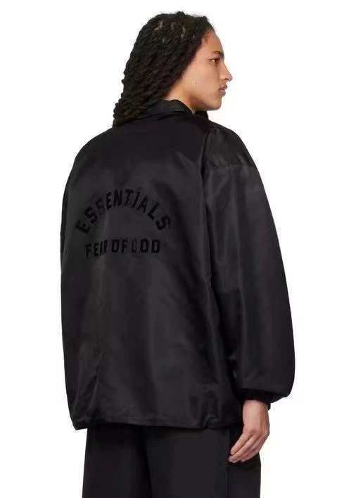 Streetwear Essentials Letter Print Windbreaker Jacket Ebony Black - Gallery Image 3 - Detailed View