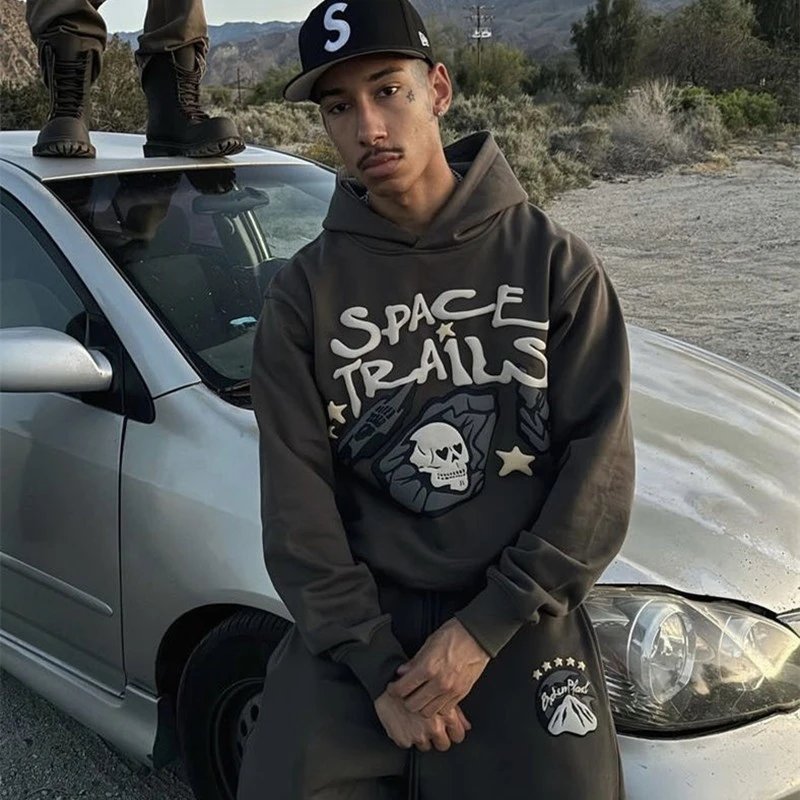 Broken Planet Skull Print Hoodie Multicolor - Gallery Image 3 - Detailed View