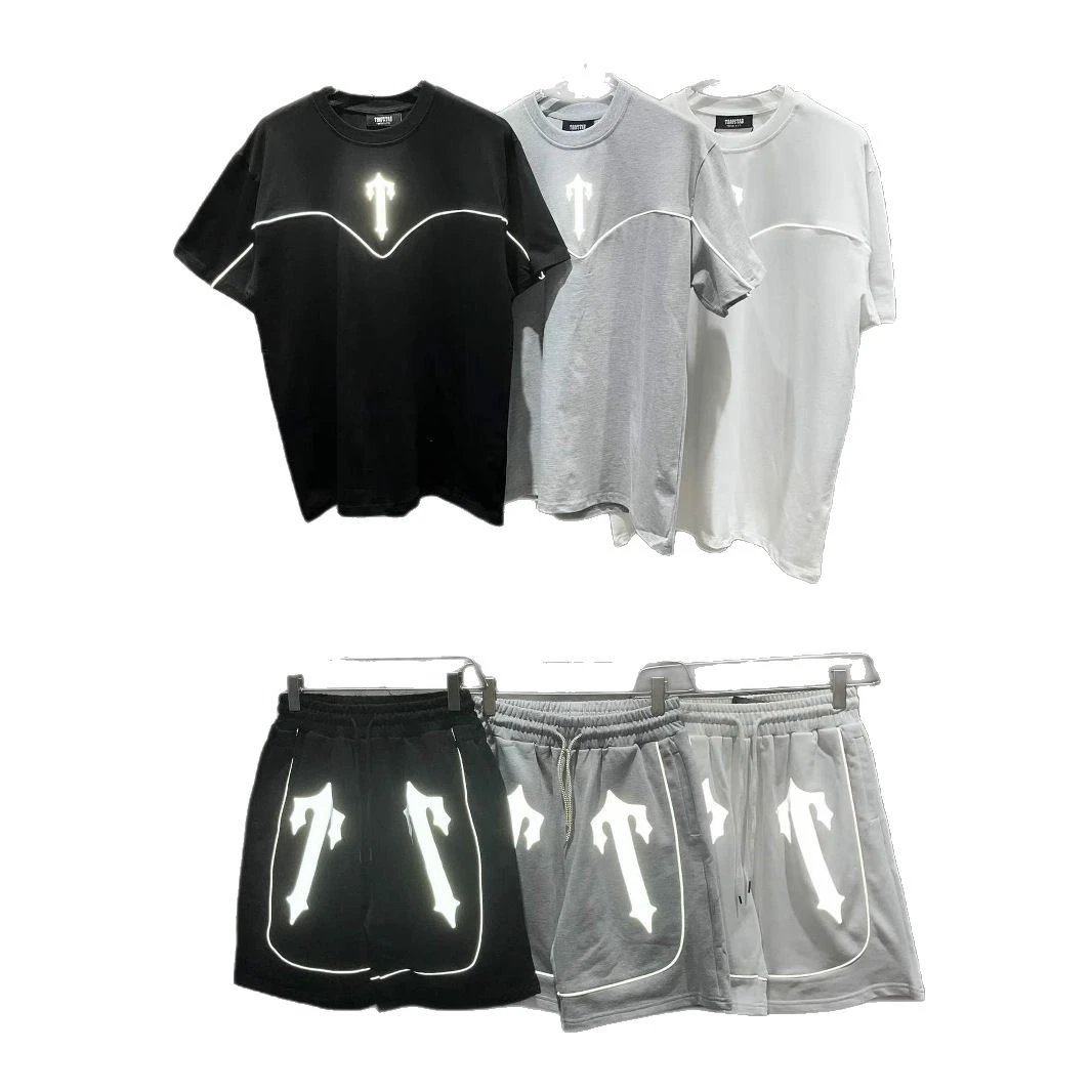 Reflective Letter Print T-Shirt Shorts Set Multi - Gallery Image 5 - Detailed View