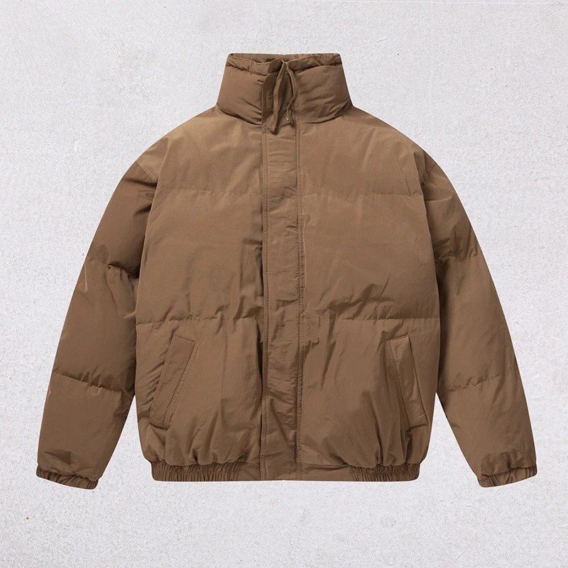 Street Style Puffer Jacket Winter Unisex Metallic Taupe - Related Product - Cnfans