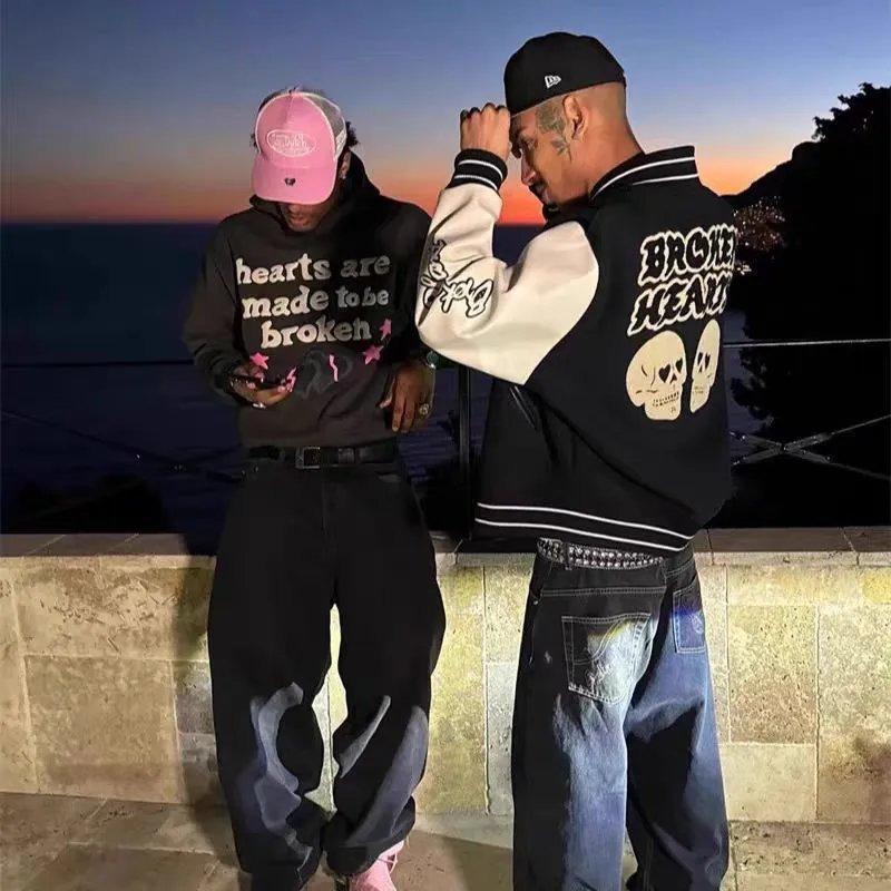 Broken Hearts Varsity Jacket Black - Gallery Image 3 - Detailed View