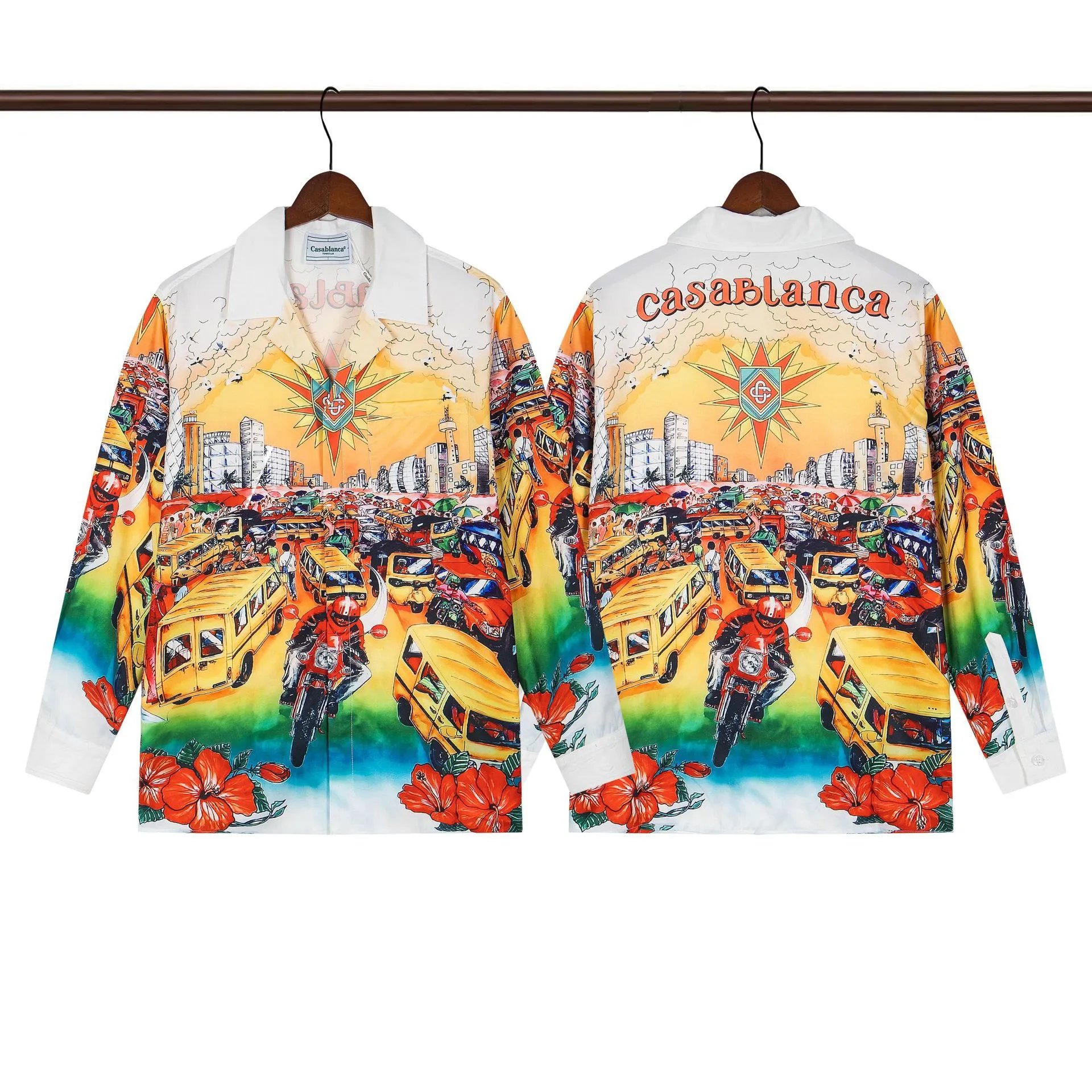 Geometric Long Sleeve Shirt - Azure - casa - Cnfans - $26.13