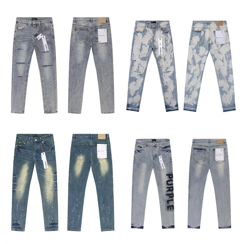 Distressed Paint Wash Denim Pants Azure - Gallery Image 1 - Detailed View