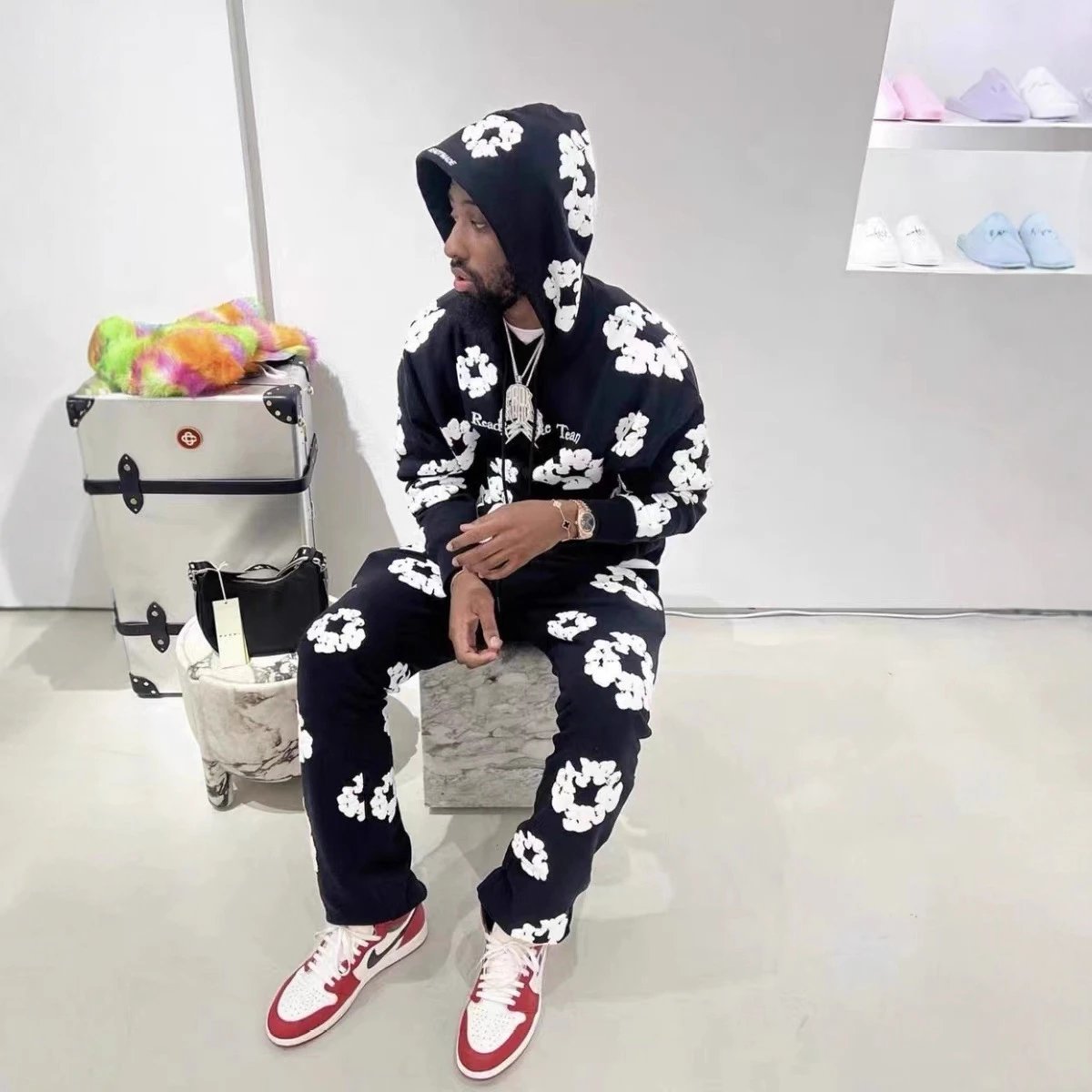 Vintage Flare Sweatpants, Charcoal Gray - Gallery Image 2 - Detailed View