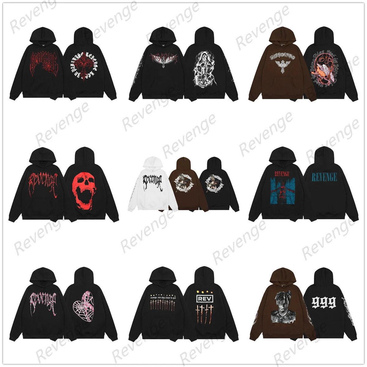 Gothic Fleece Hoodie Chestnut Brown - Gallery Image 1 - Detailed View