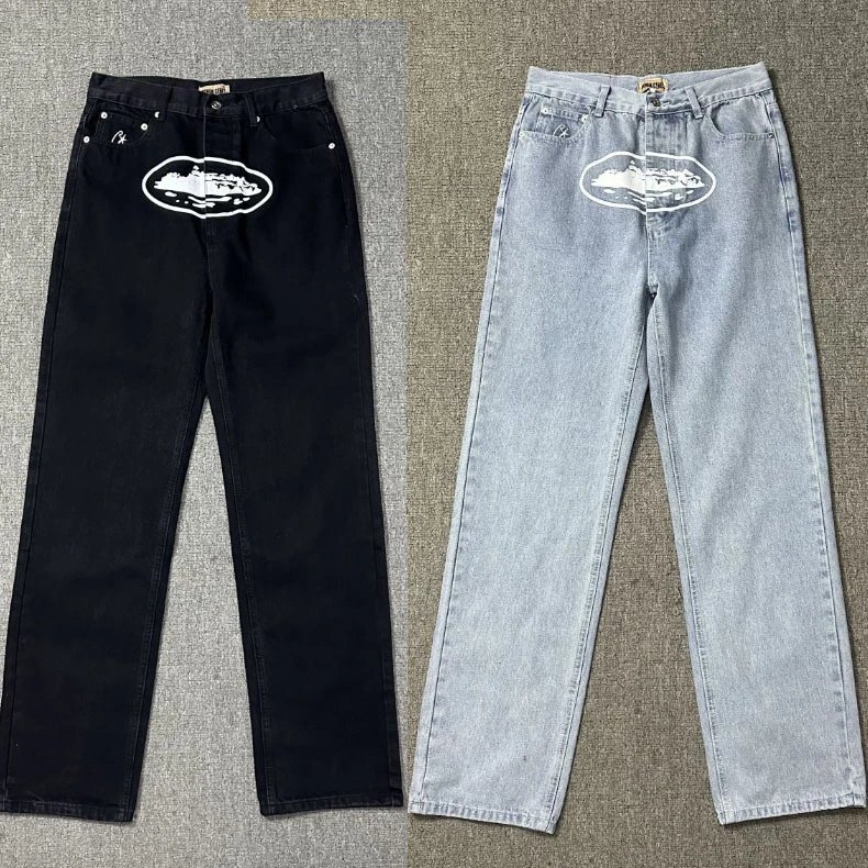 Mixed Emotions Print Wash Jeans Multicolor - High Quality Product Image - Cnfans