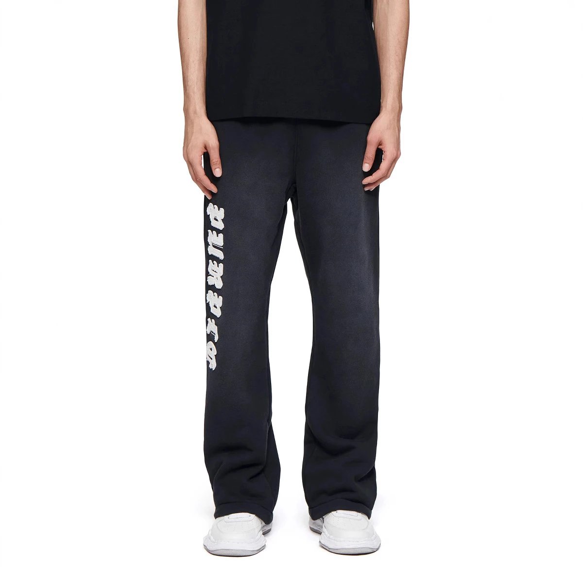 Washed Towel Embroidered Hoodie Pants Set Onyx Black - Gallery Image 3 - Detailed View