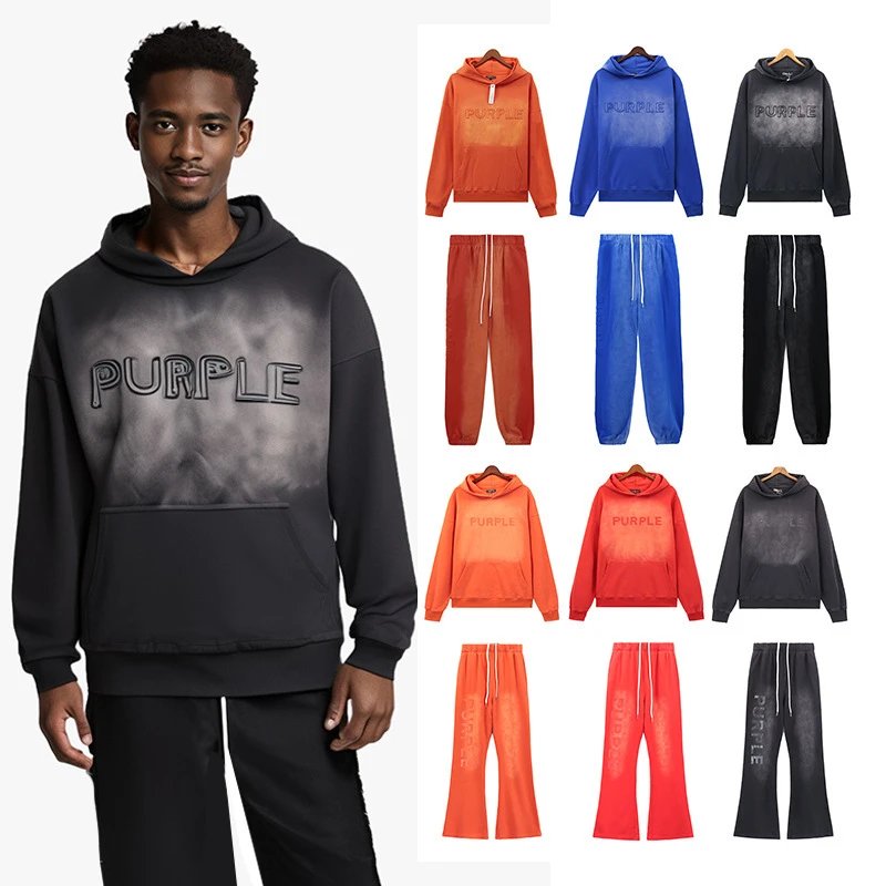 Streetwear Washed Hoodie Pants Set Charcoal - Gallery Image 2 - Detailed View