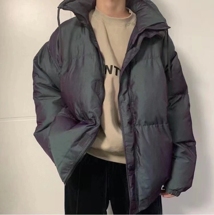 Winter Puffer Jacket High Street Style Unisex Ash Grey - Gallery Image 5 - Detailed View