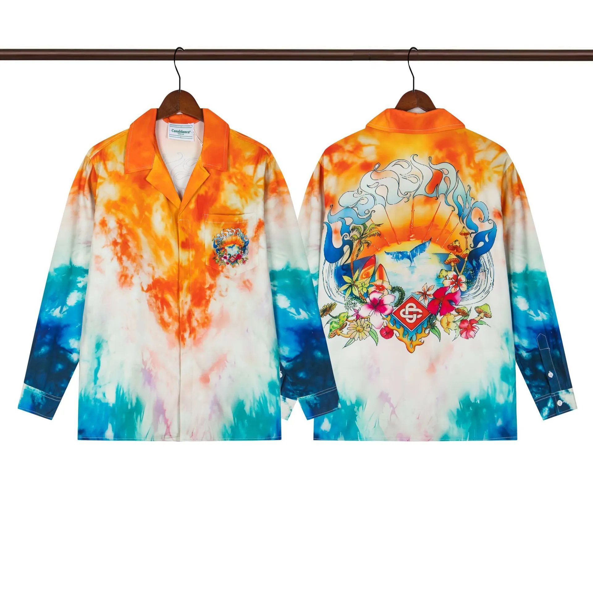 Geometric Long Sleeve Shirt - Azure - Gallery Image 4 - Detailed View