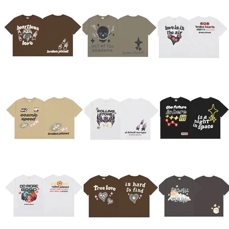 Broken Planet Heart Skull T-shirt Multicolor - Related Product - Cnfans