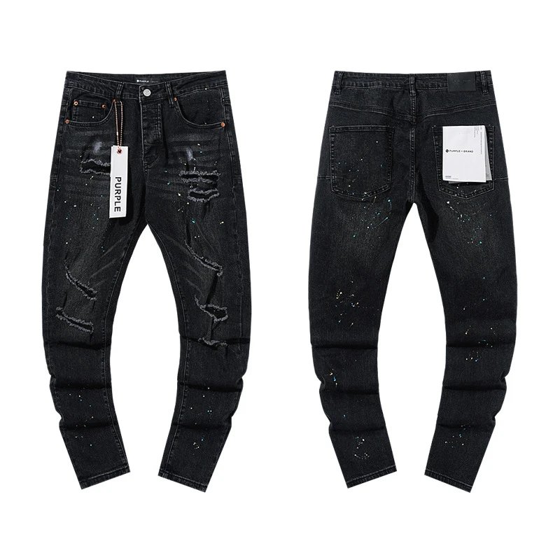 Distressed Denim Pants Jet Black - Purple Brand - Cnfans - $45.48