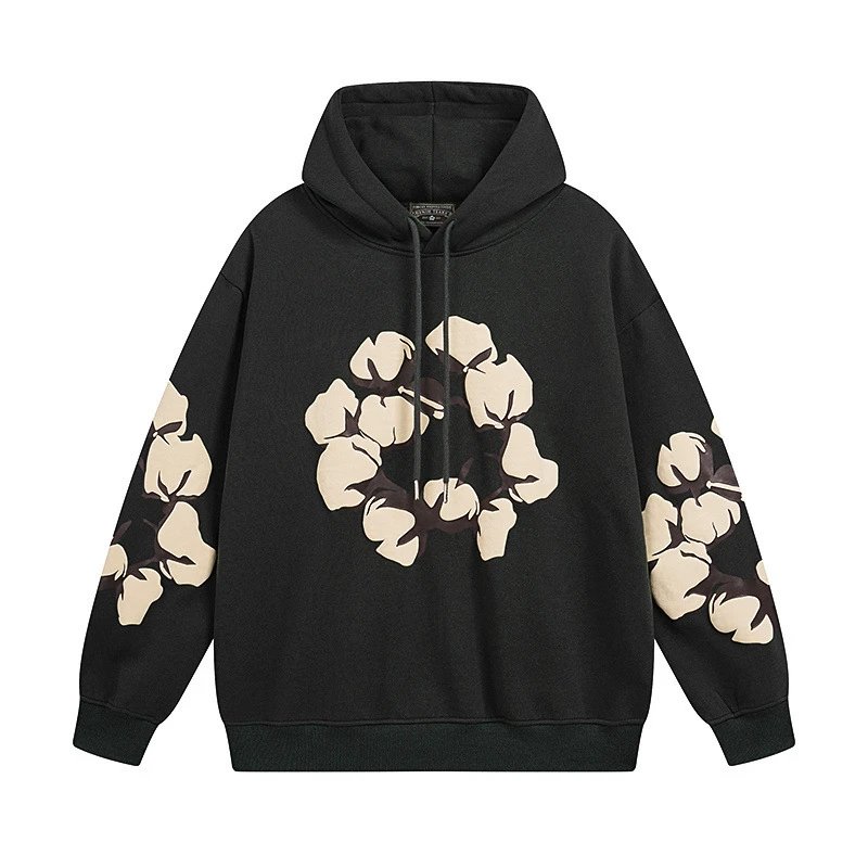 Floral Print Hoodie Deep Green - Related Product - Cnfans
