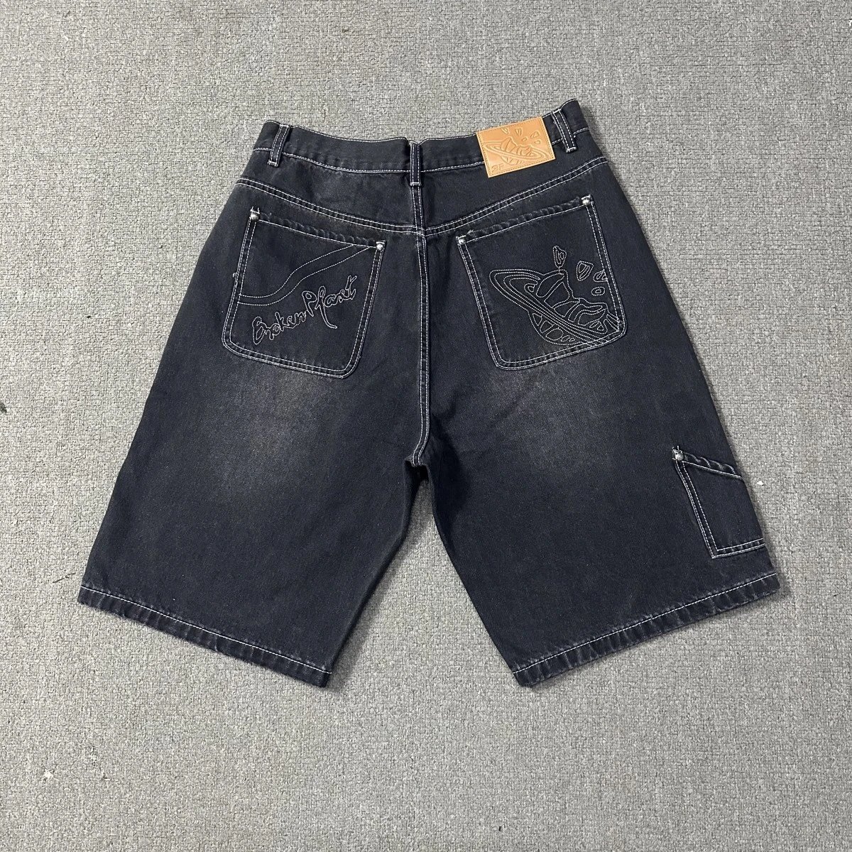 BP Letters Washed Denim Shorts Multi - Gallery Image 2 - Detailed View