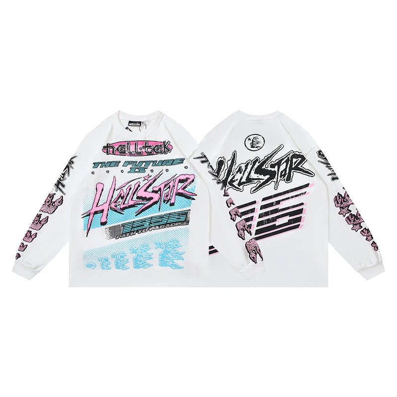 Street Style Graphic Tee Ivory - Hellstar - Cnfans - $26.13