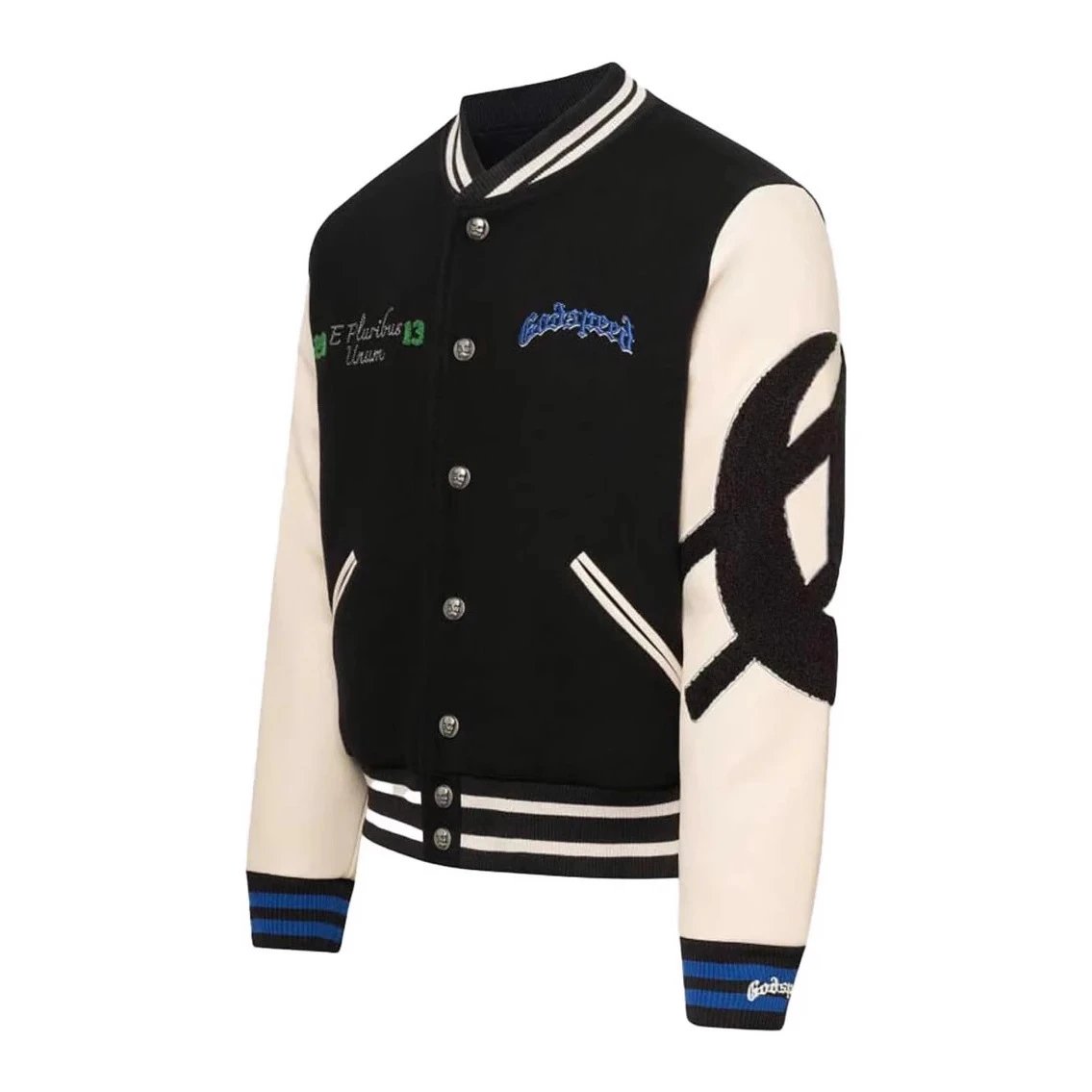 Varsity Jacket, Noir Ivory - Gallery Image 2 - Detailed View