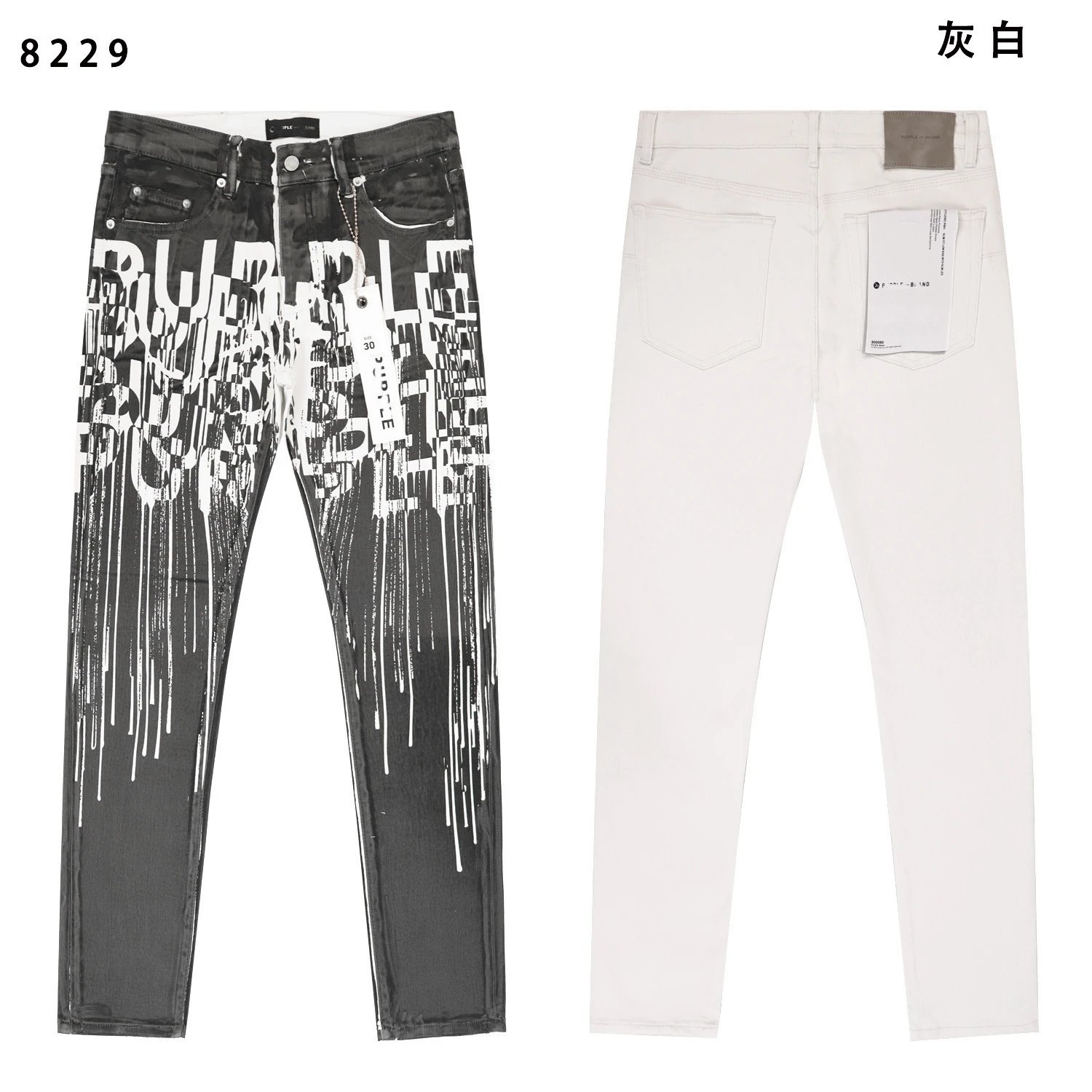 Washed Denim Multi-Button Pants in Charcoal - Gallery Image 4 - Detailed View