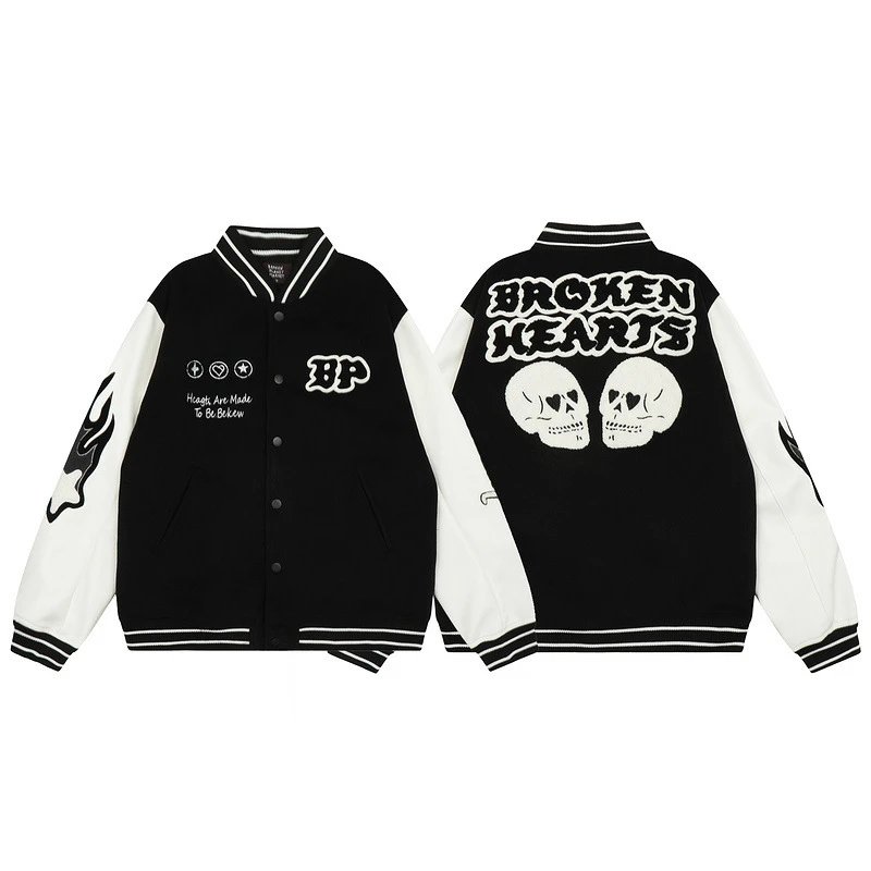 Broken Hearts Varsity Jacket Black - High Quality Product Image - Cnfans