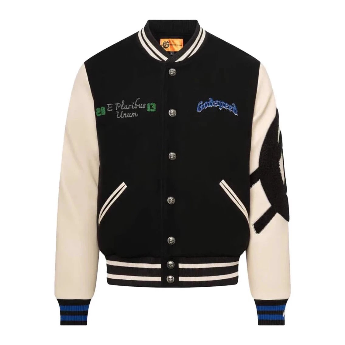 Varsity Jacket, Noir Ivory - Gallery Image 5 - Detailed View