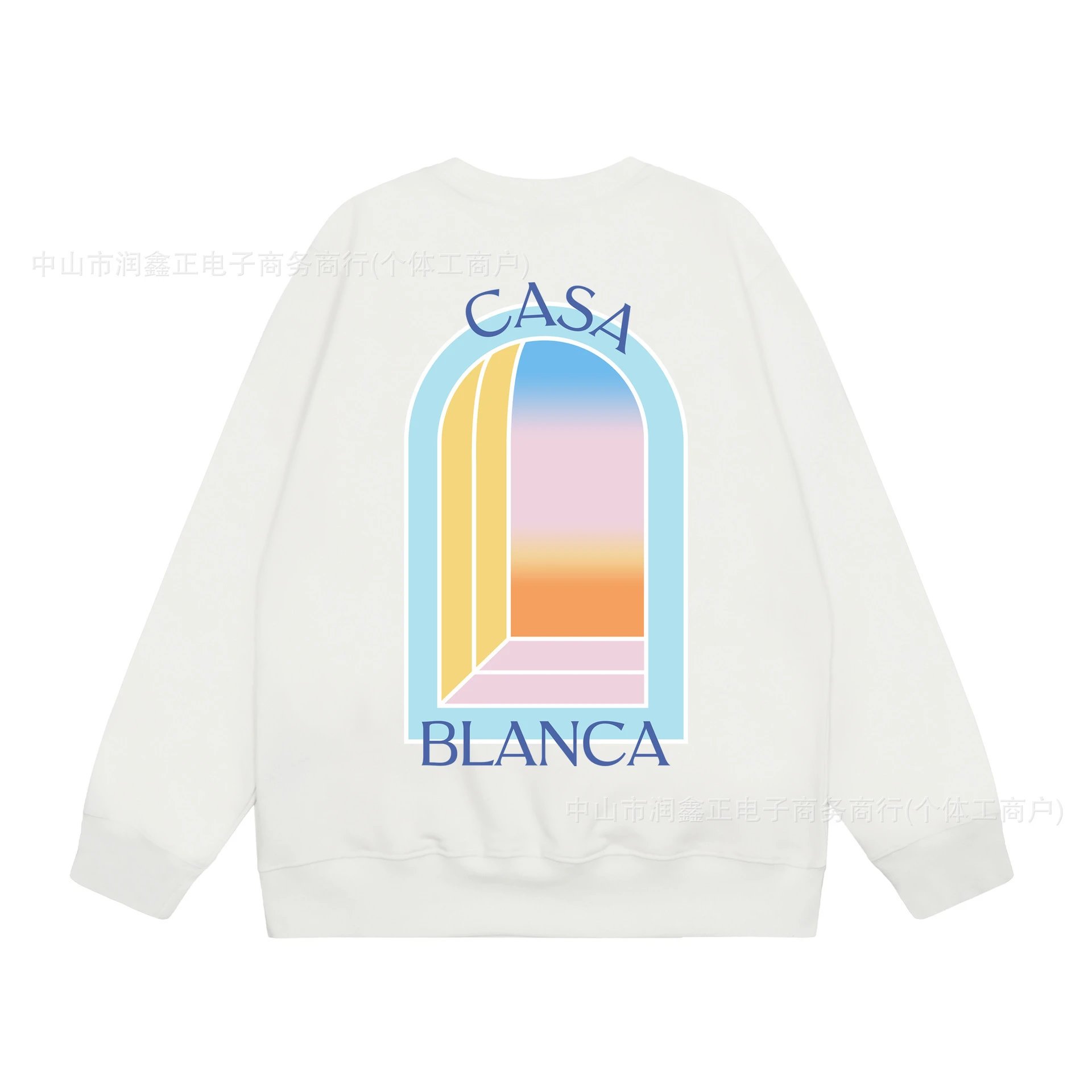 Geometric Cotton Crewneck Sweatshirt Ivory - casa - Cnfans - $27.10