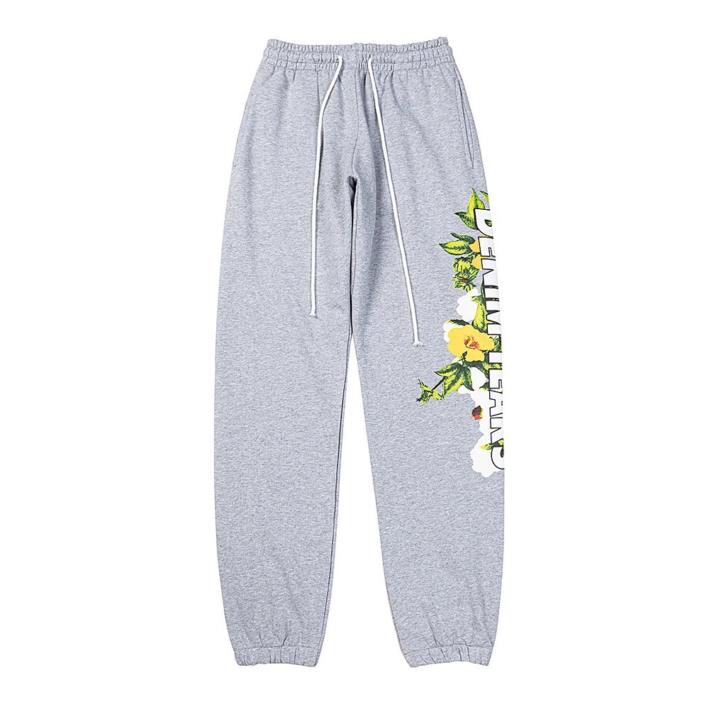 Floral Cotton Sweatpants Ebony - Gallery Image 5 - Detailed View