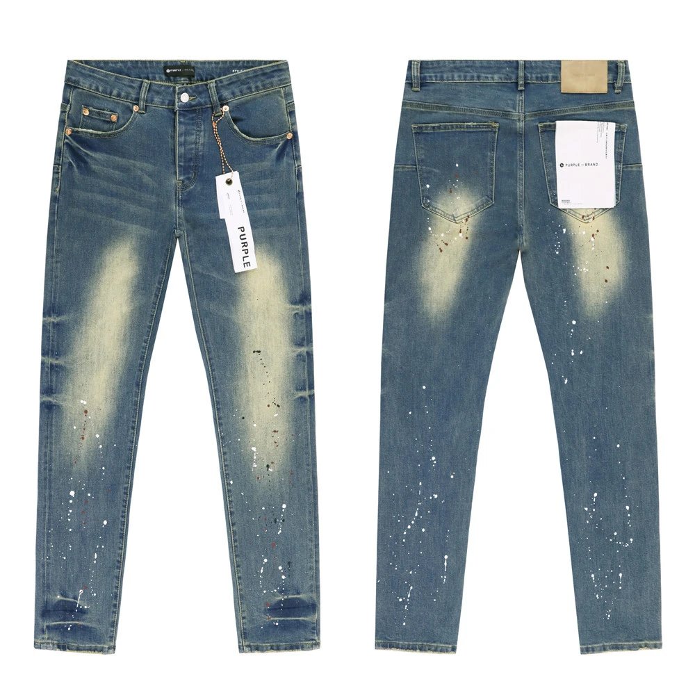 Distressed Paint Wash Denim Pants Azure - Gallery Image 3 - Detailed View