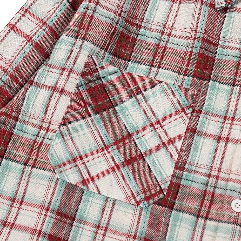 Plaid Cotton Shirt Unisex Scarlet - Gallery Image 3 - Detailed View