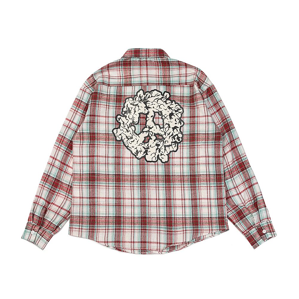 Plaid Cotton Shirt Unisex Scarlet - DenimTears - Cnfans - $28.39